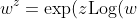 w^z=\exp\(z\text{Log}(w))